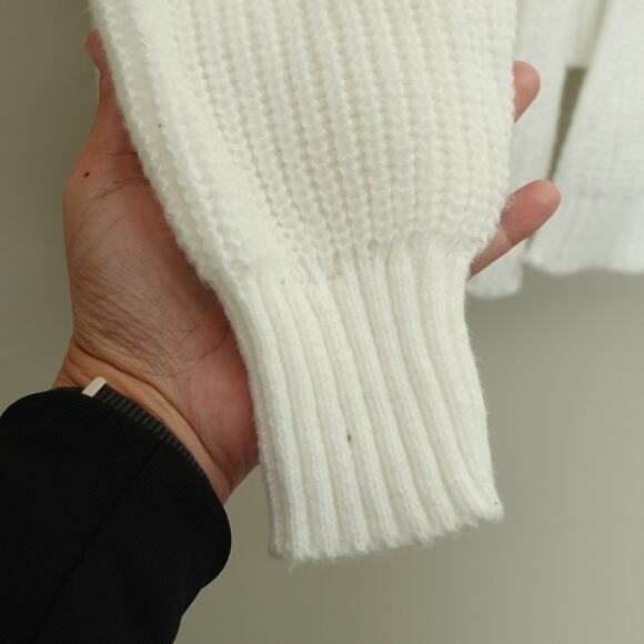 Zenana Womens Open Front Cardigan Sweater Ribbed Knit Long Sleeve White Large - Picture 4 of 7